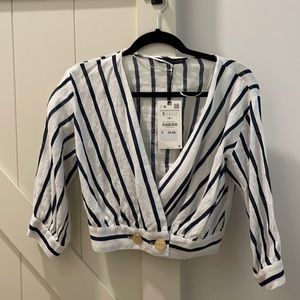 Cropped striped blouse
